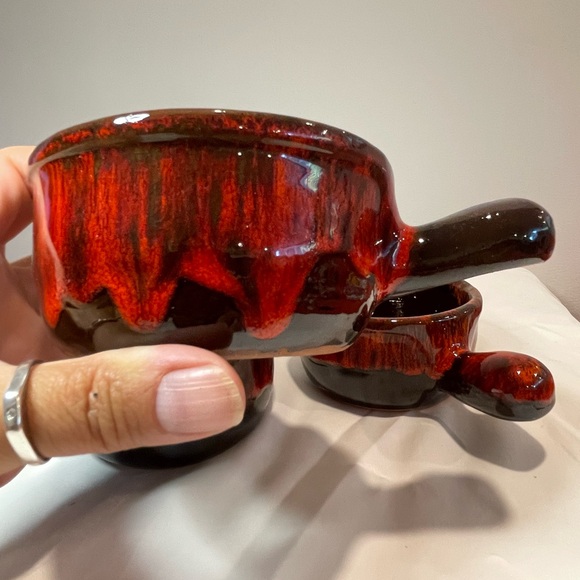 3 Mid Century Evangeline Pottery French Onion Soup Bowls - Picture 4 of 6